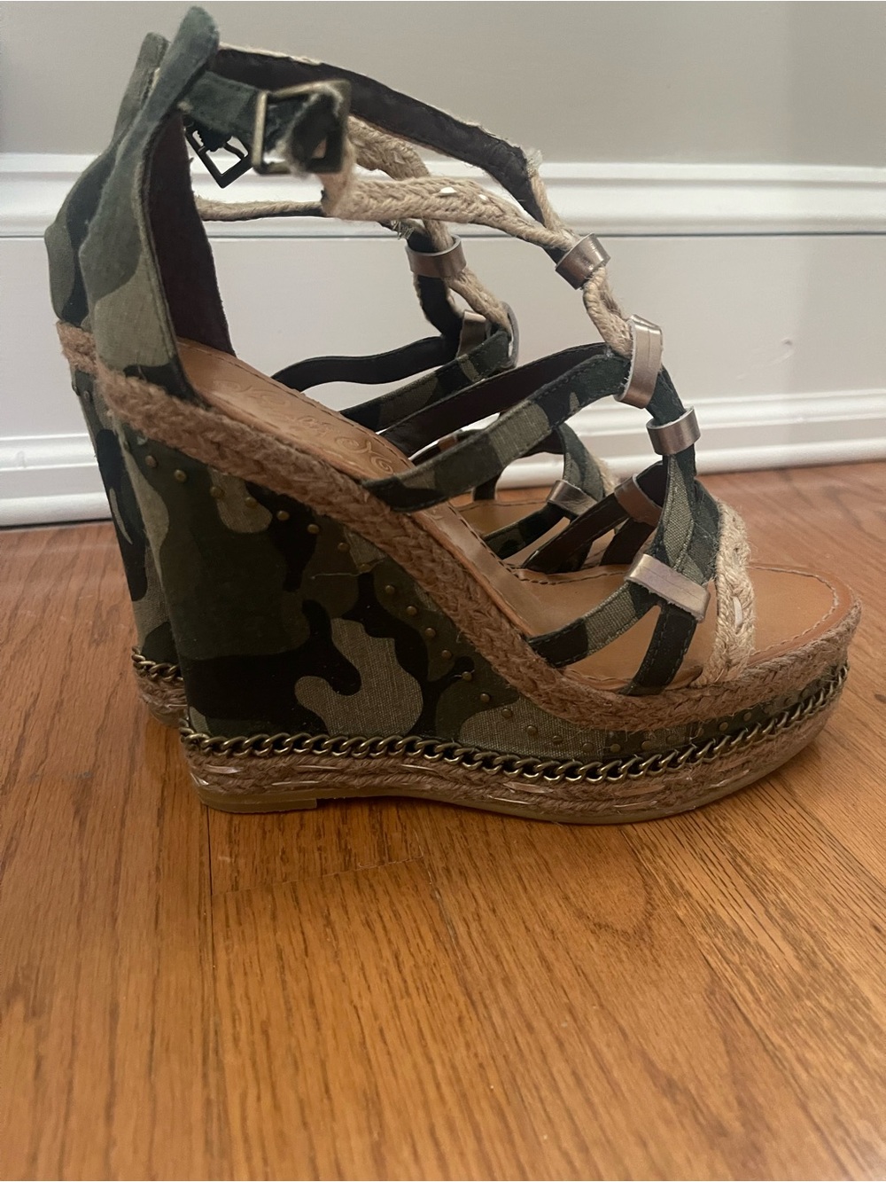 Women’s Camouflage Espadrille Wedge Sandals - Naughty Monkey